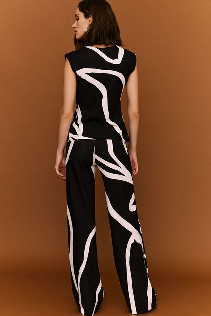 Calça folhagem maxi negativo preto