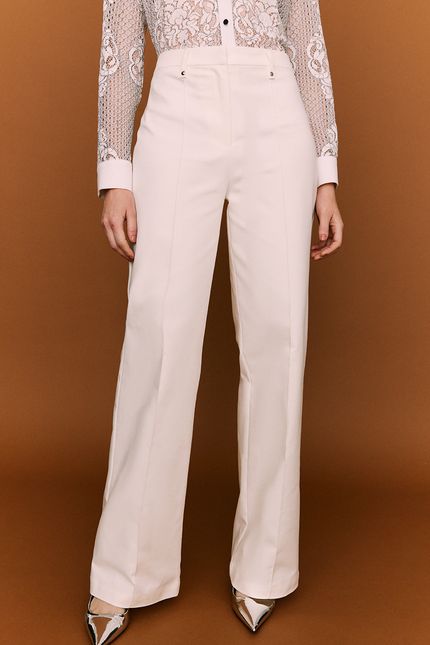 Calça alfaiataria reta off white