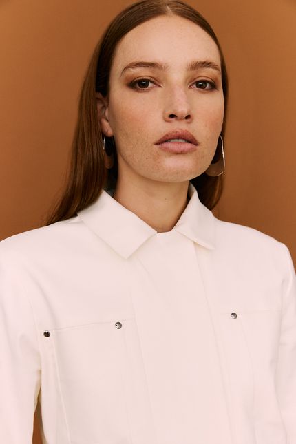 Jaqueta alfaiataria pate embutida off white