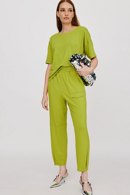 Blusa básica moletom  verde aguapes