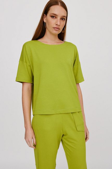 Blusa básica moletom  verde aguapes