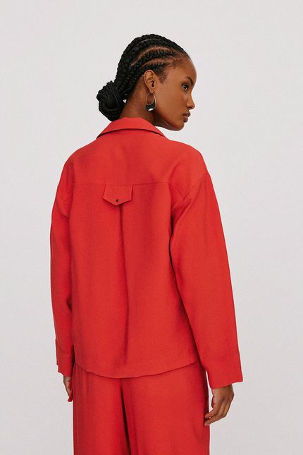 Camisa detalhe ilhós vermelho papoula