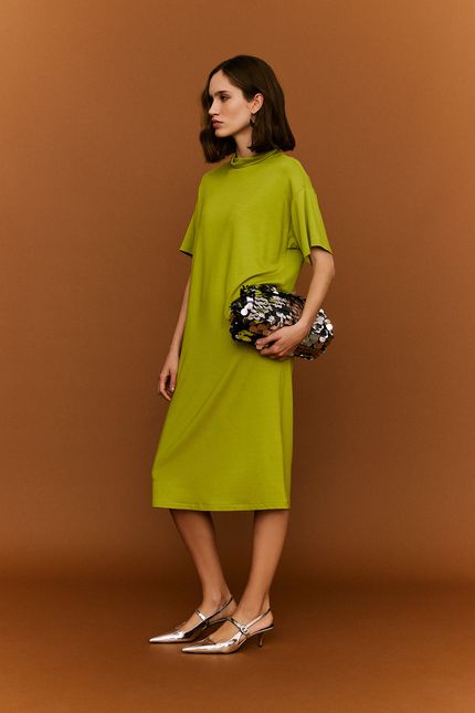 Vestido moletom gola maxi verde aguapes
