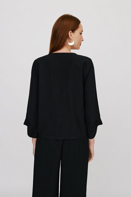Blusa jacquard algas preto