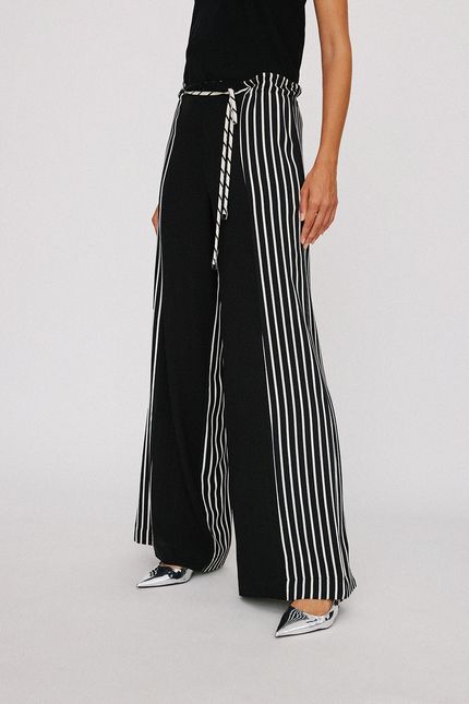 Calça crepe listra rongeant preto