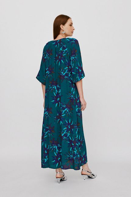 Vestido amplo floral cactus verde amazonia