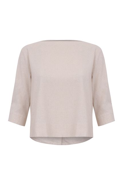 Blusa linho abotoamento costas bege natural