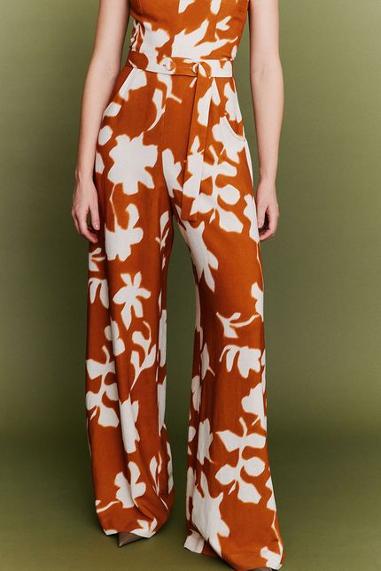 Macacão floral aquarela laranja telha