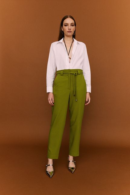 Calça crepe cós elástico verde aguapes
