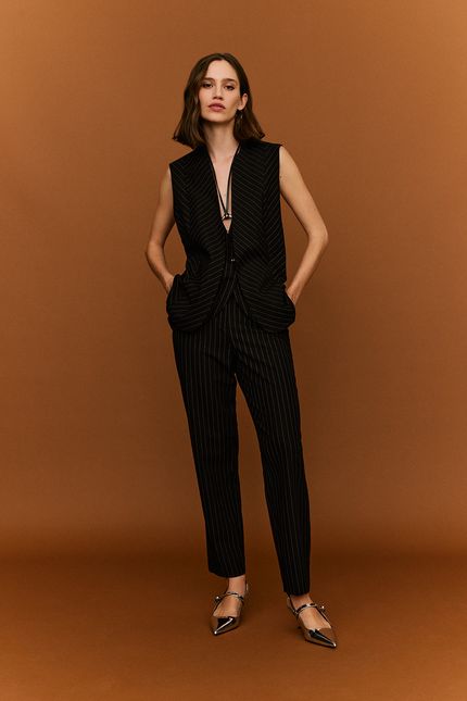 Colete alongado stripe preto