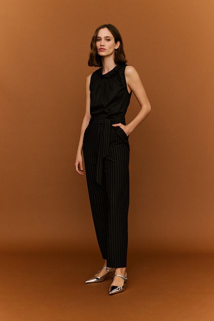 Calça bolso dobra stripe preto