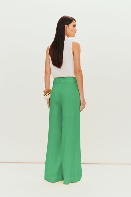 Calça cambraia pantalona verde astral