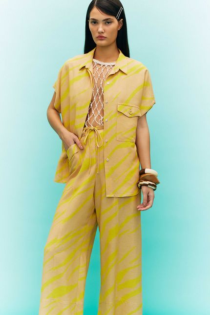Camisa listrado solar  bege areia