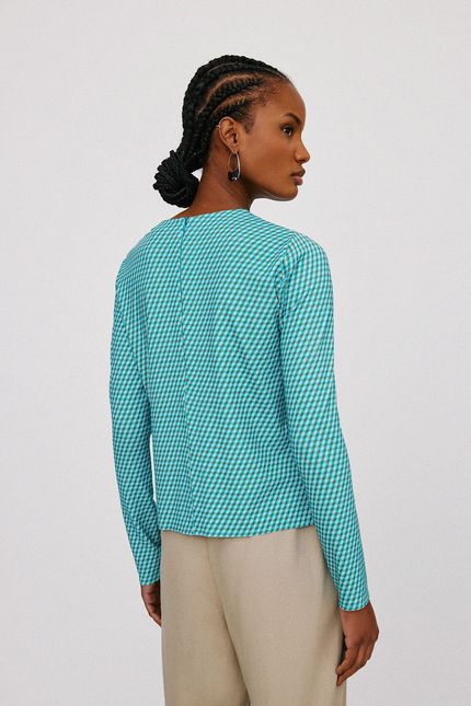 Blusa manga longa losango azul sanhaco