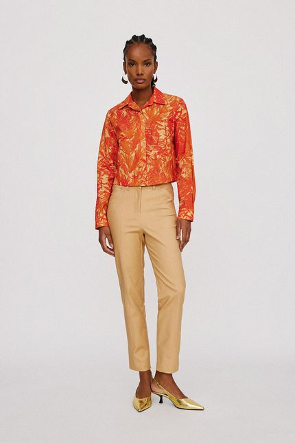 Calça alfaiataria bolso vivo bege sisal