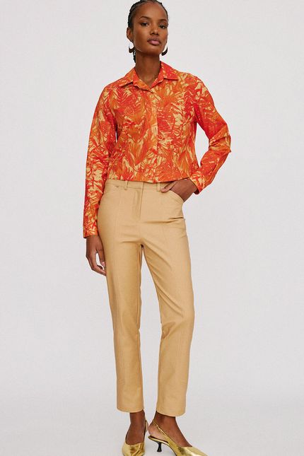 Calça alfaiataria bolso vivo bege sisal