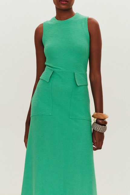 Vestido linen pala bolso verde astral