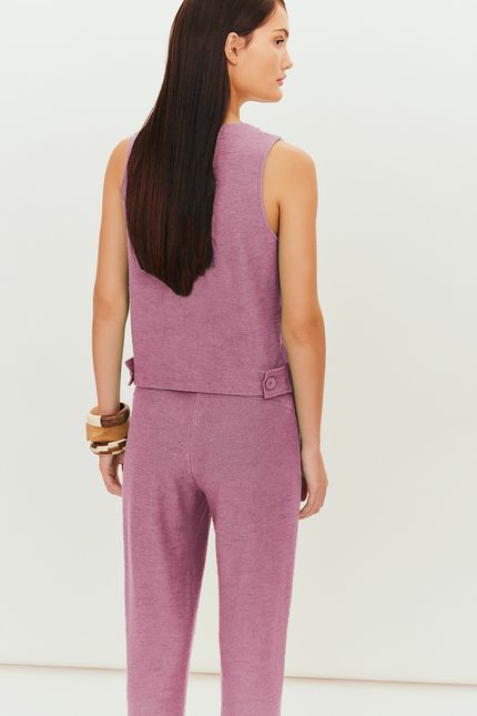 Blusa linen recortes rosa peonia