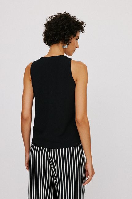 Blusa cupro decote v preto