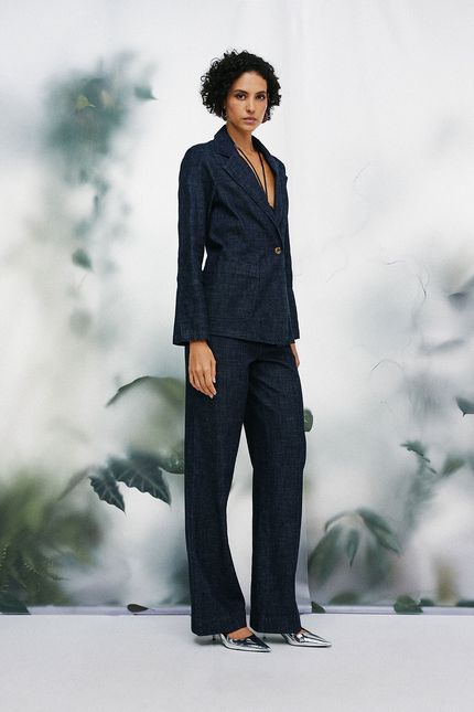 Blazer reto jeans