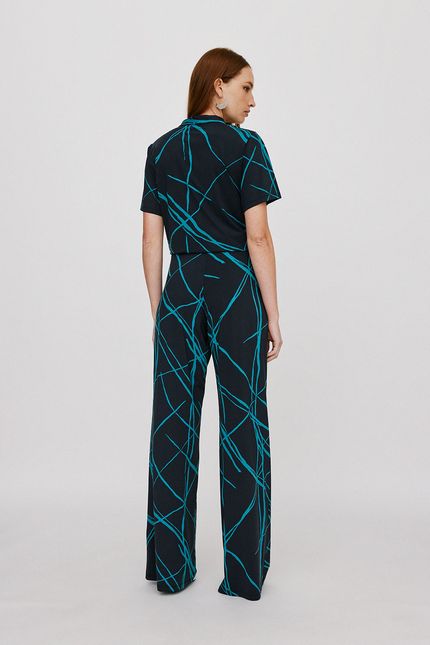 Calça amarração xadrez orgânico preto