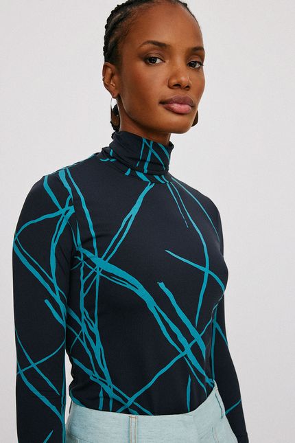 Blusa gola xadrez orgânico preto