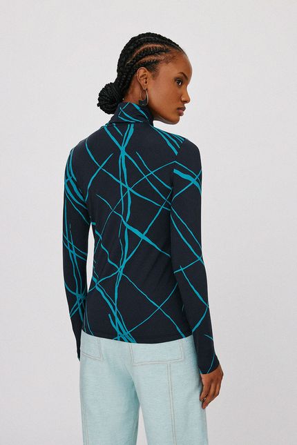 Blusa gola xadrez orgânico preto