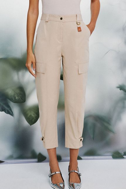 Calça cotton paper bege sisal