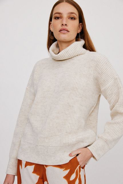 Blusa tricot gola off white