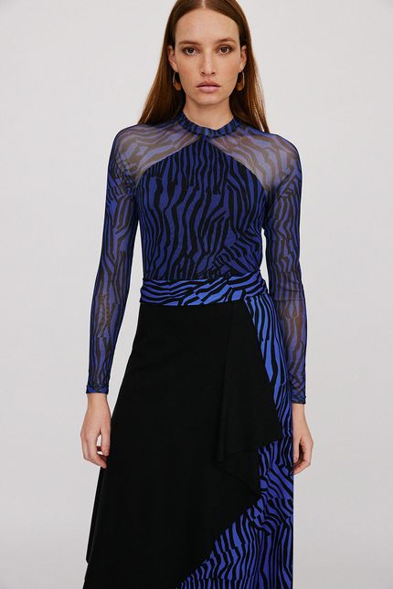 Blusa tule mix listrado noturno preto