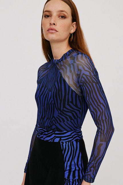Blusa tule mix listrado noturno preto