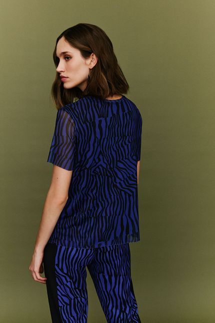 Blusa tule listrado noturno preto