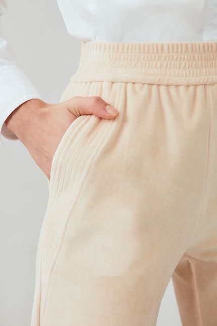 Calça plush pesponto rosa blush