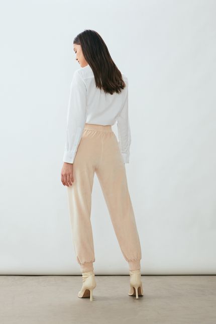 Calça plush pesponto rosa blush