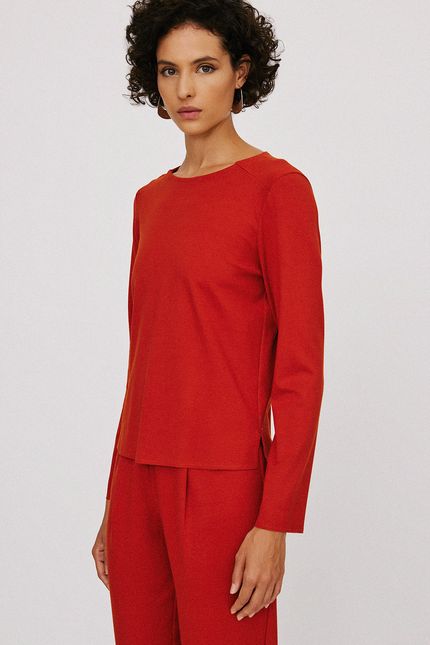 Blusa manga prega costas laranja telha