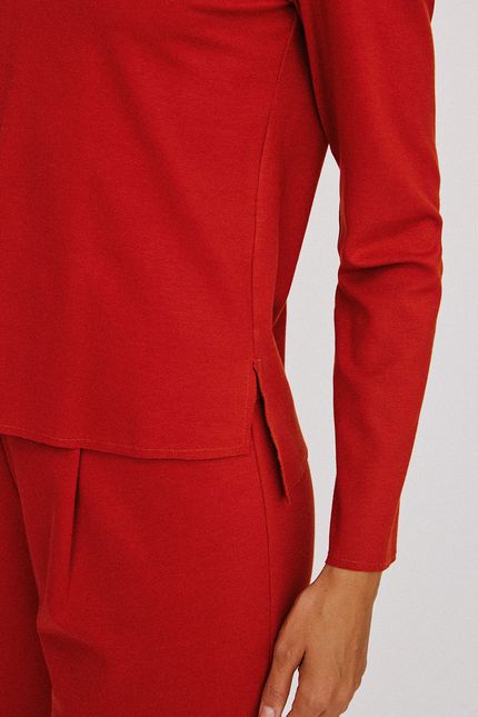 Blusa manga prega costas laranja telha