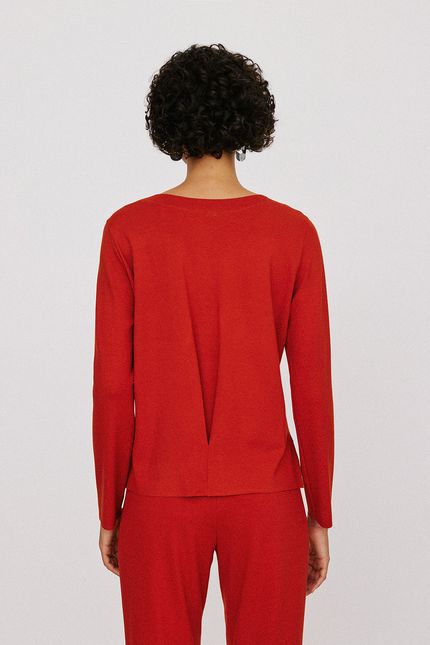 Blusa manga prega costas laranja telha