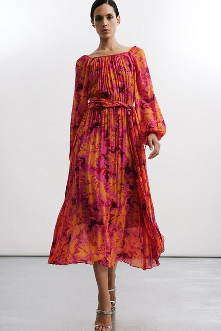 Vestido transpasse hibisco vinho urucum