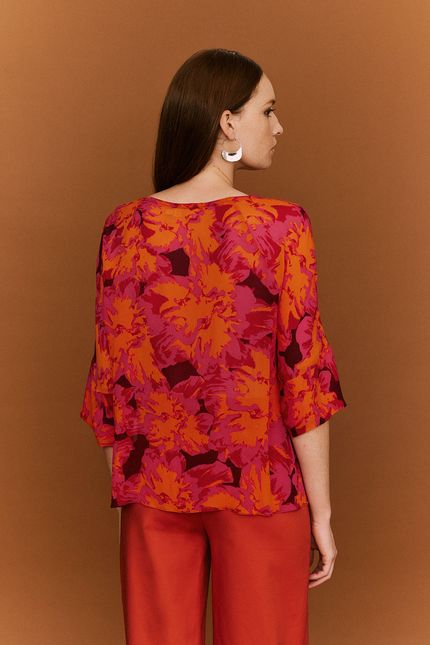 Blusa ampla hibisco vinho urucum
