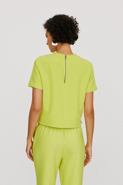 Blusa crepe way zíper verde lima