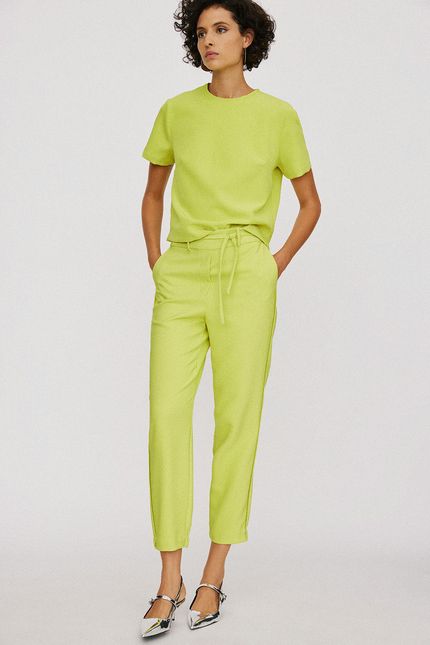 Blusa crepe way zíper verde lima