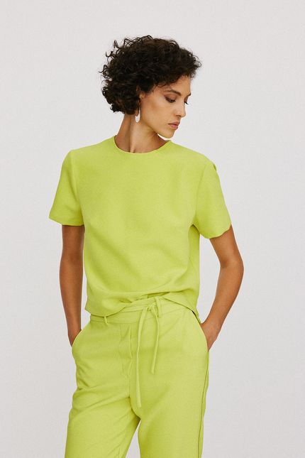 Blusa crepe way zíper verde lima