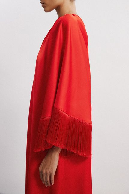 vestido festa maxi ombro vermelho papoula