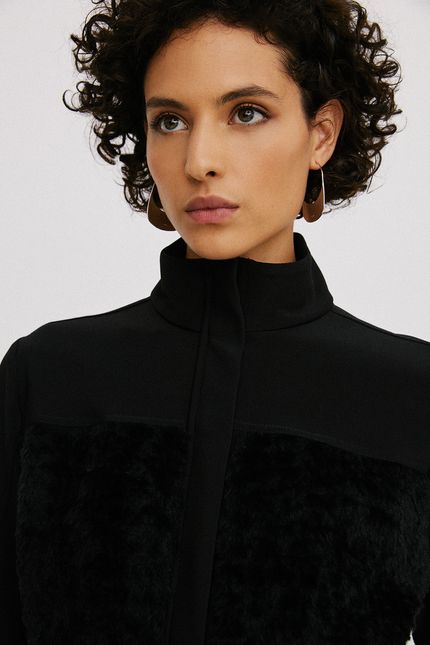 Casaco fur trend preto