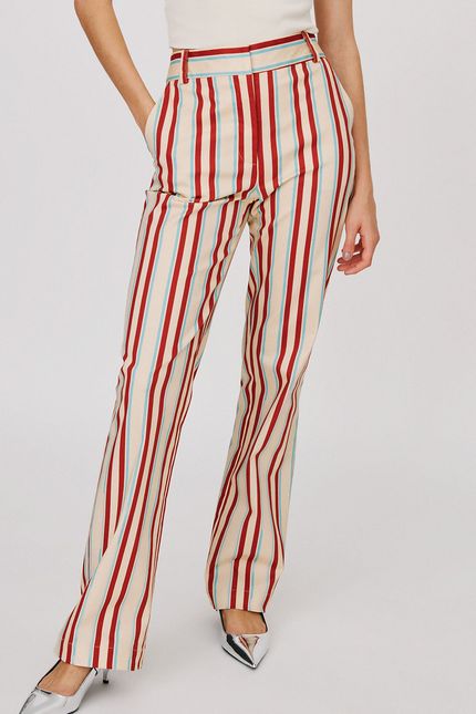 Calça listra serrado bege sisal