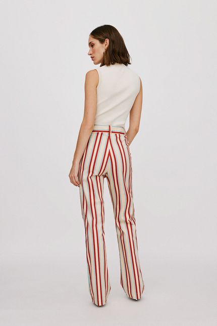Calça listra serrado bege sisal