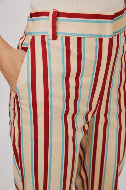 Calça listra serrado bege sisal