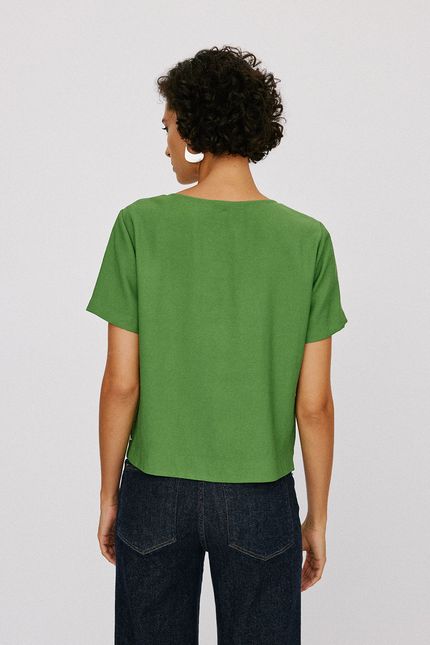 Blusa cupro botão barra verde aguapes