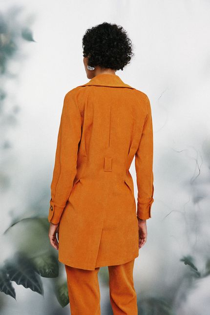 Casaco trench coat veludo laranja cerâmica