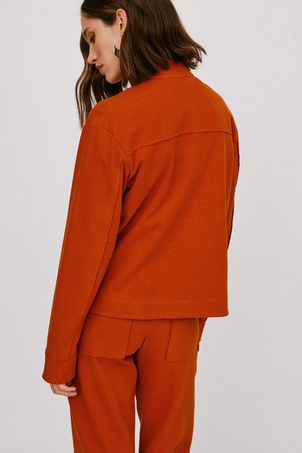 Casaco alfaiataria malha twill laranja telha